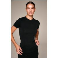 Black Soft Cotton Short Sleeve Top | PrettyLittleThing UK