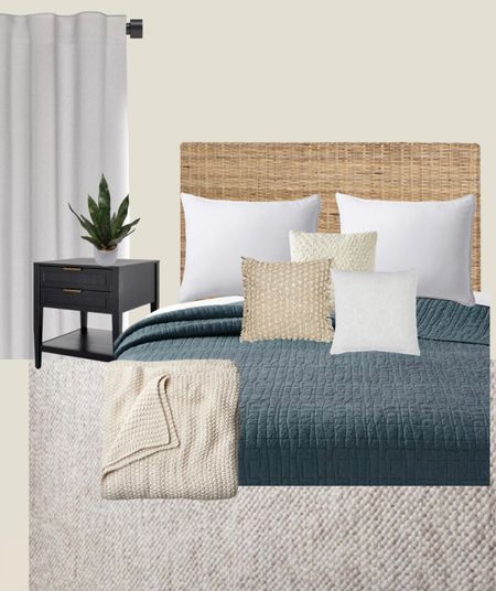A cozy & affordable, neutral and natural primary bedroom style with coastal inspiration. Cozy coastal bedroom. Navy accents. Rattan woven headboard is so affordable! 


#LTKfindsunder50 #LTKhome #LTKfindsunder100