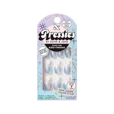 Olive & June Pressies Fake Nails - XS Round - Iridescent Snow Queen - 28ct | Target