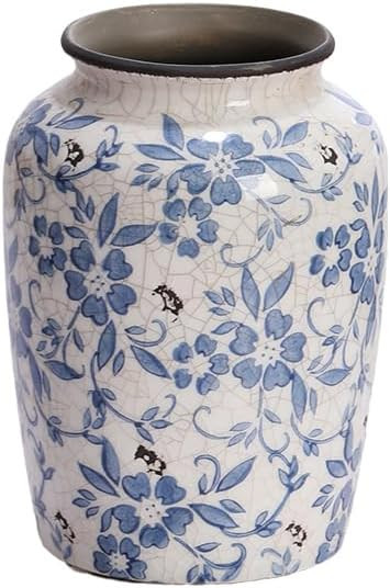 Denique Vintage Blue and White Porcelain Vase Ceramic Vase for Home Decor, Retro Crack Blue Flowe... | Amazon (US)