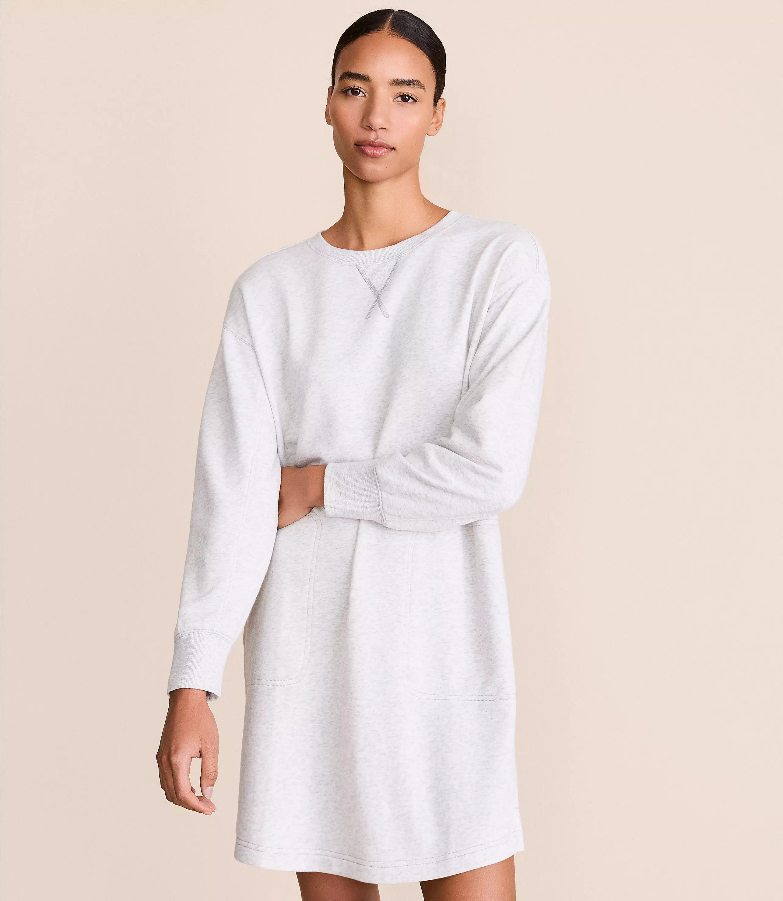 Lou & Grey Heathered Cozy Cotton Mini Pocket Dress | LOFT