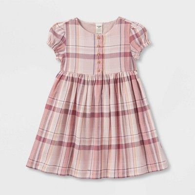 OshKosh B'gosh Toddler Girls' Plaid Short Sleeve Dress - Purple | Target