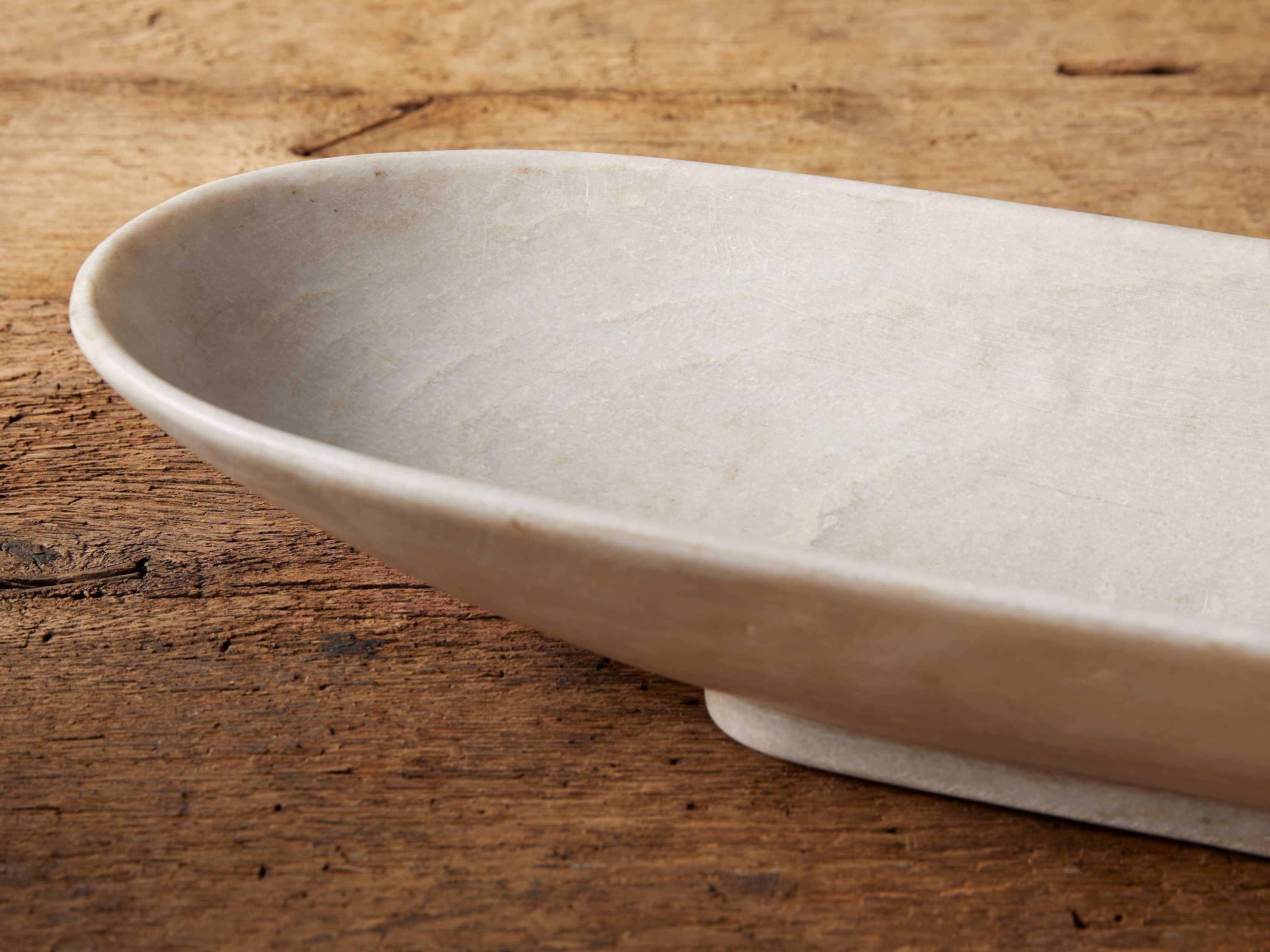 White Marble Oval Bowl | Arhaus