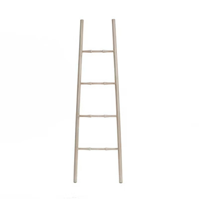 LuxenHome Rustic Birch Wood 4-Rung Blanket Ladder Brown | Target