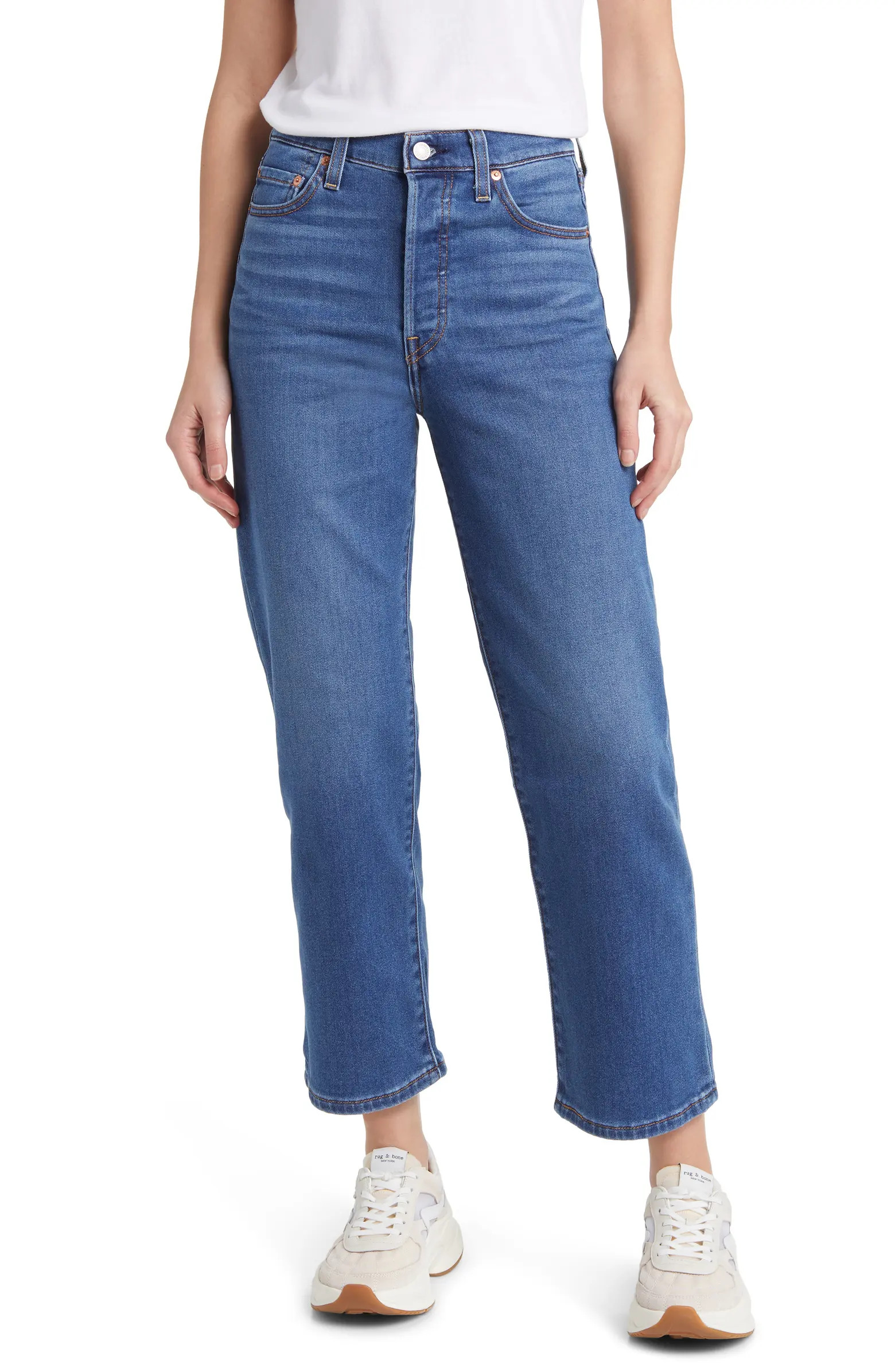 Ribcage High Waist Ankle Straight Leg Jeans | Nordstrom