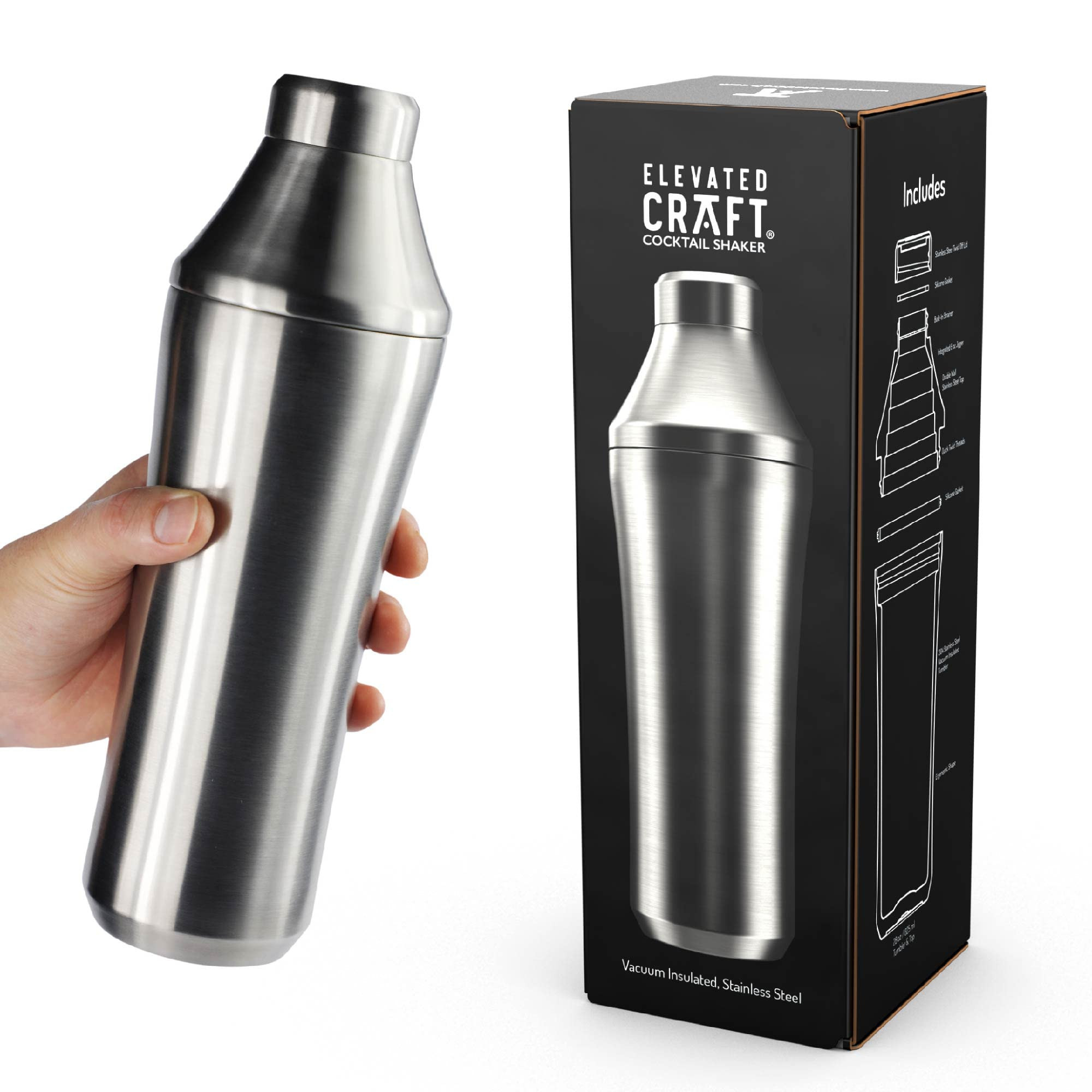Elevated Craft Hybrid Cocktail Shaker - Premium Vacuum Insulated Stainless Steel Cocktail Shaker ... | Amazon (US)