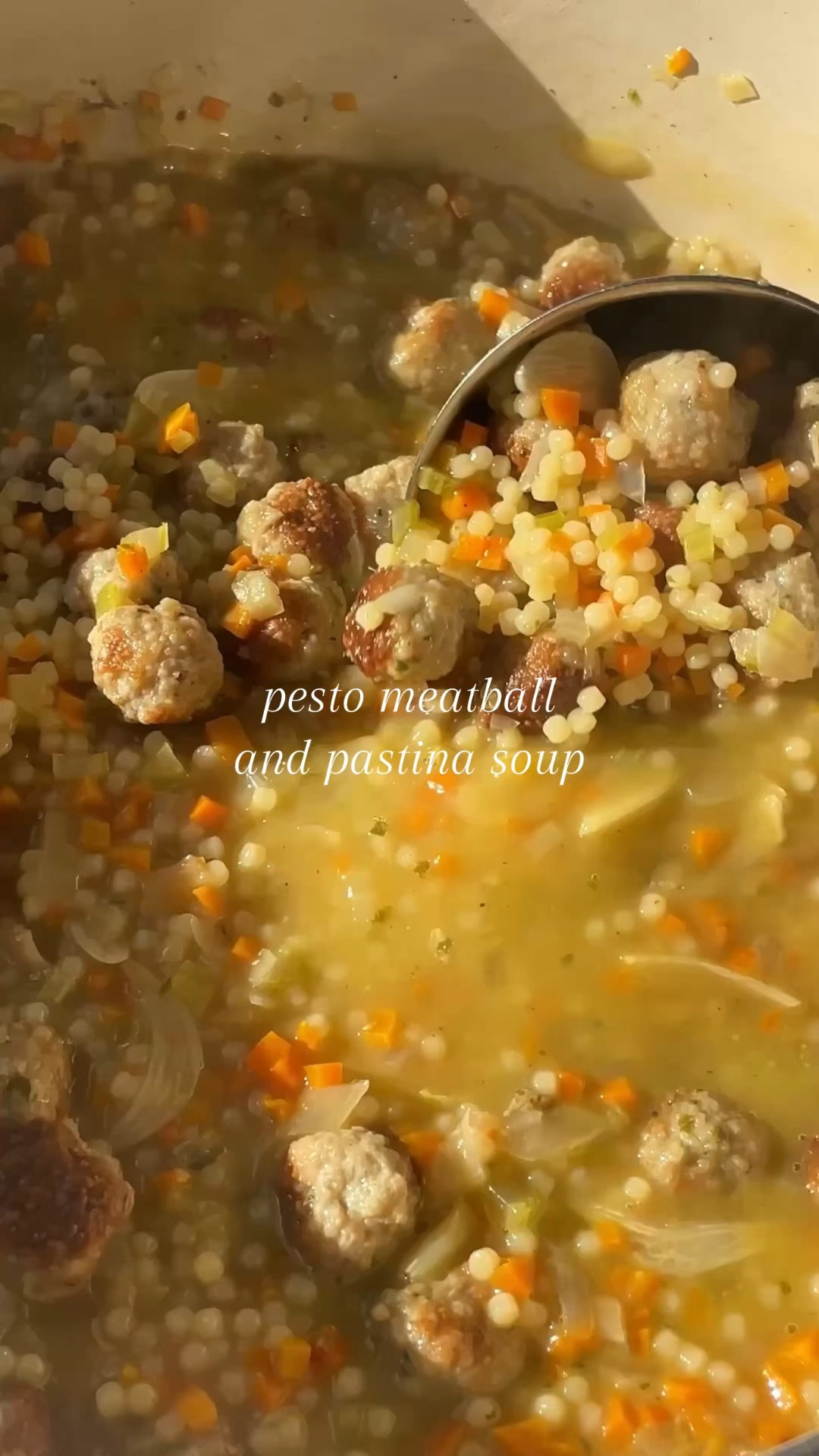 The Defined Dish Soup Week is here! First up, a family favorite - Pesto Parm Meatball & Pastina Soup! 🍲 Comforting, cozy, and absolutely delicious — this one’s on repeat in my house! 

Tender little meatballs simmer in a cozy basil pesto–infused broth with the tiniest pasta (I used acini di pepe, but stellini or ditalini work too). There’s just something so lovable about those tiny pasta shapes in soup ✨

I stirred in my homemade Lemon-Basil Pesto (always keep some in the freezer 👌🏼), but if you’re grabbing store-bought, go with a fresh one from the fridge section — skip the pantry jars, trust me. 😉

https://thedefineddish.com/pesto-meatball-and-pastina-soup/

Video Credit: @themindfulhapa #DDSoupWeek