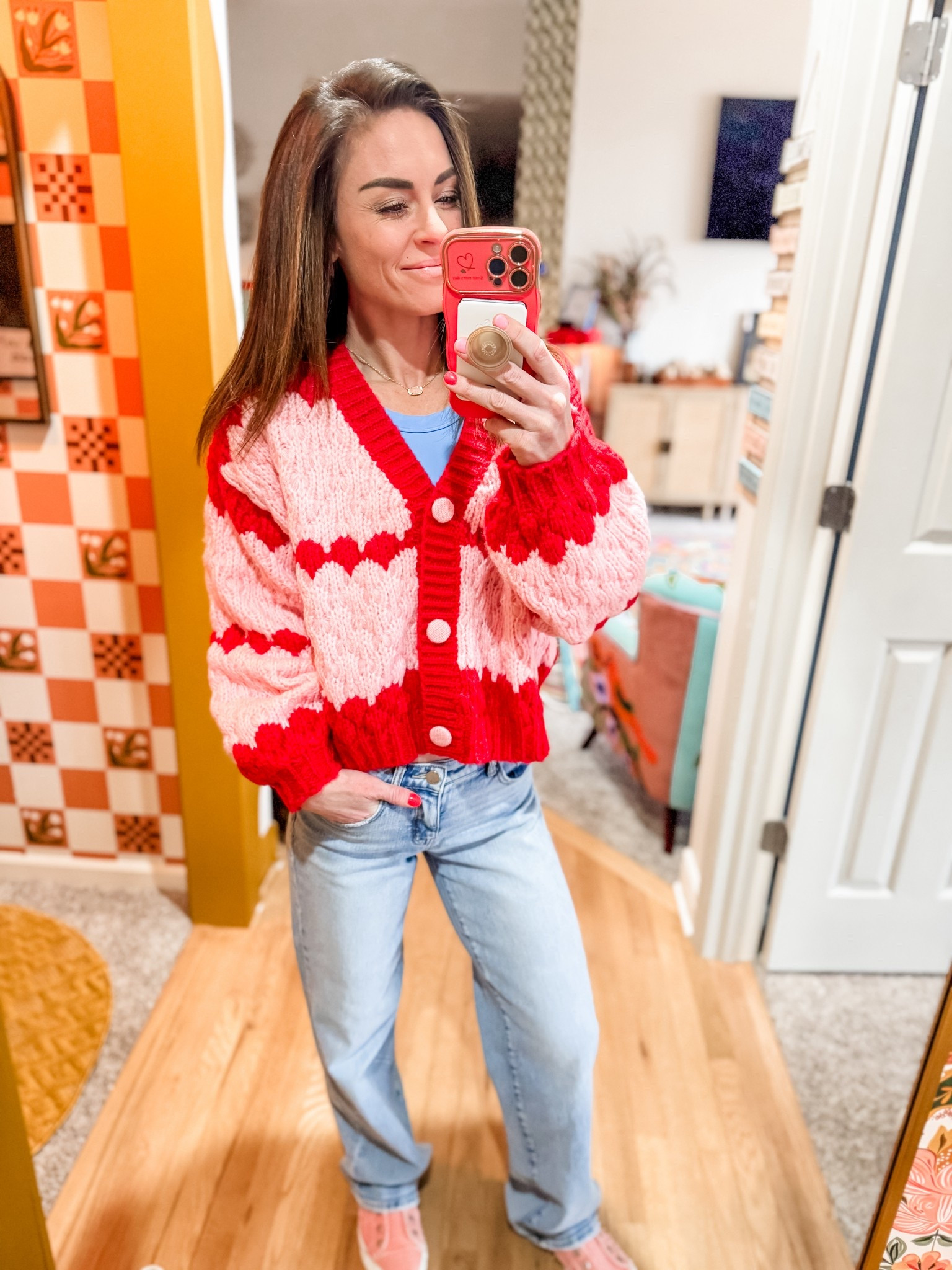 Crochet Cardigan, wearing size S (true to size)
BKE jeans size 23x34 (true to size)

#LTKmomlife #LTKBeauty #LTKootd