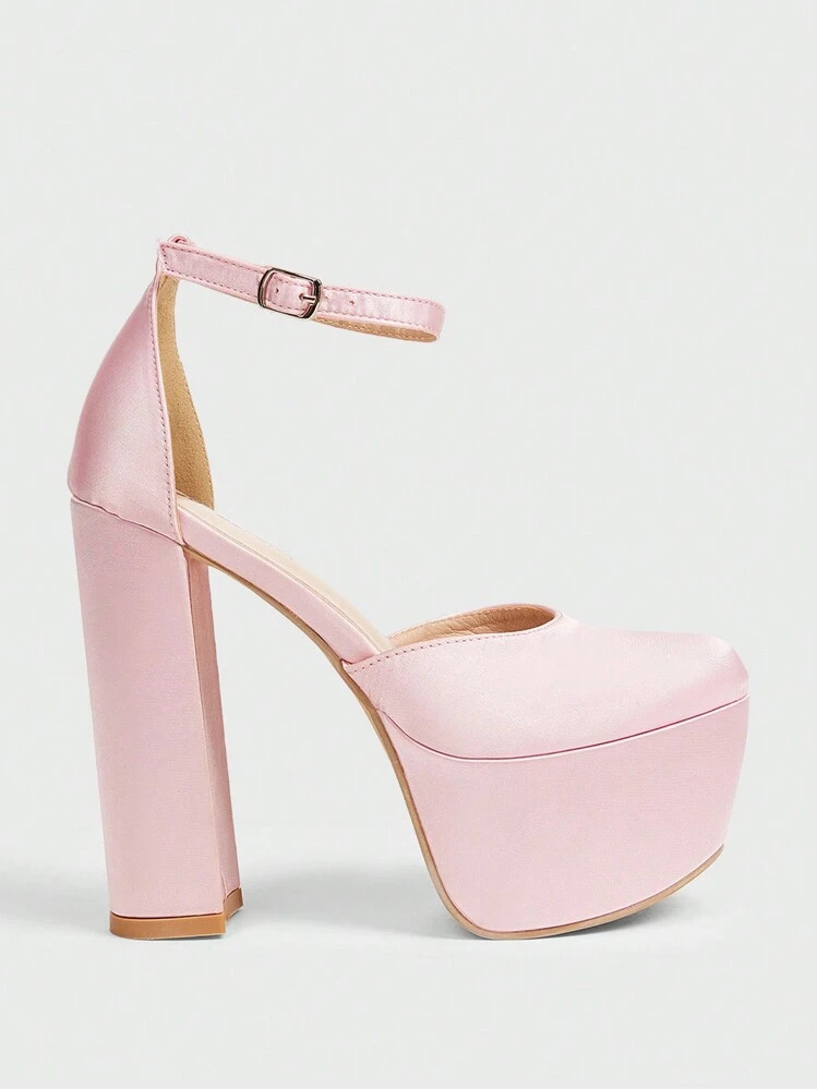 Sugerpunk Damesschoenen Met Hoog Platform, Dagelijks Veelzijdig Sexy Feest Effen Kleur Holle Dikke Hak Hoge Hak Schoenen Voor Kerstmis En Nieuwjaar Vakantiesfeer Herfst En Winter Valentijnsdag Valentijnsdag | SHEIN