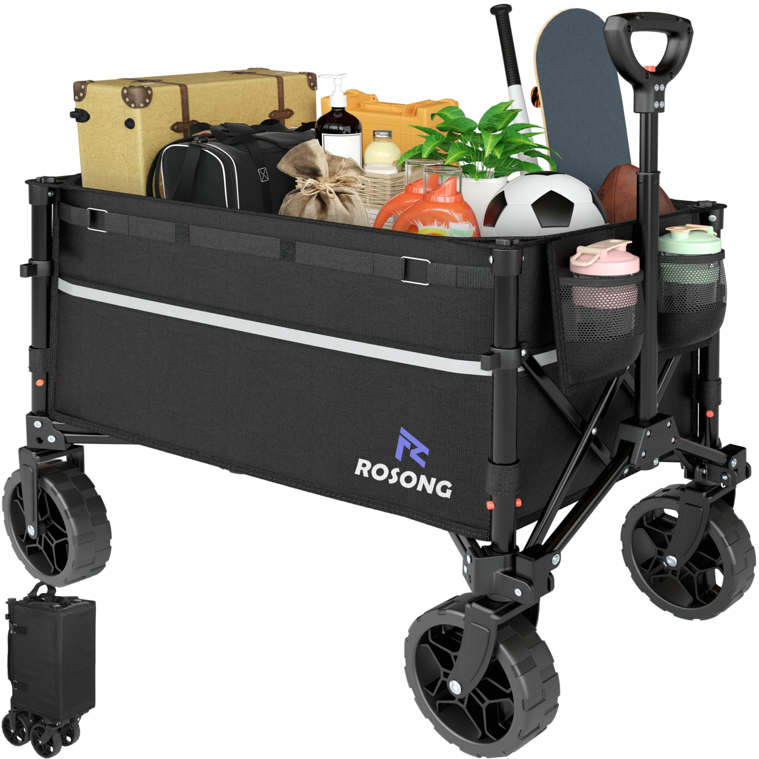 Collapsible Wagon Cart with Wheels Foldable - Folding Utility Heavy Duty Wagons Carts for Grocery... | Amazon (US)