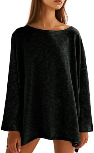 Tankaneo Womens Oversized Long Sleeve Shirts Knitted Lightweight Sweater | Amazon (US)