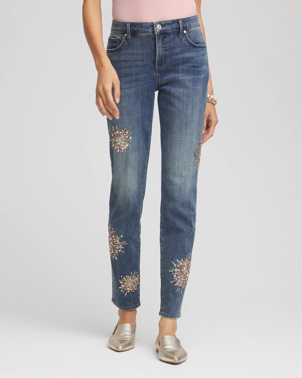 Embellished Starbursts Girlfriend Slim Ankle Jeans | Chico's