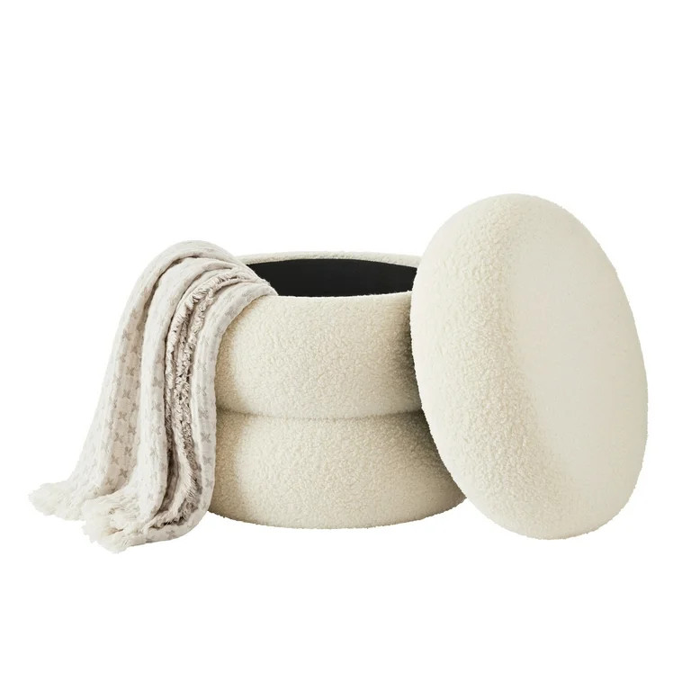 Mainstays Boucle Cloud Storage Ottoman, Cream | Walmart (US)
