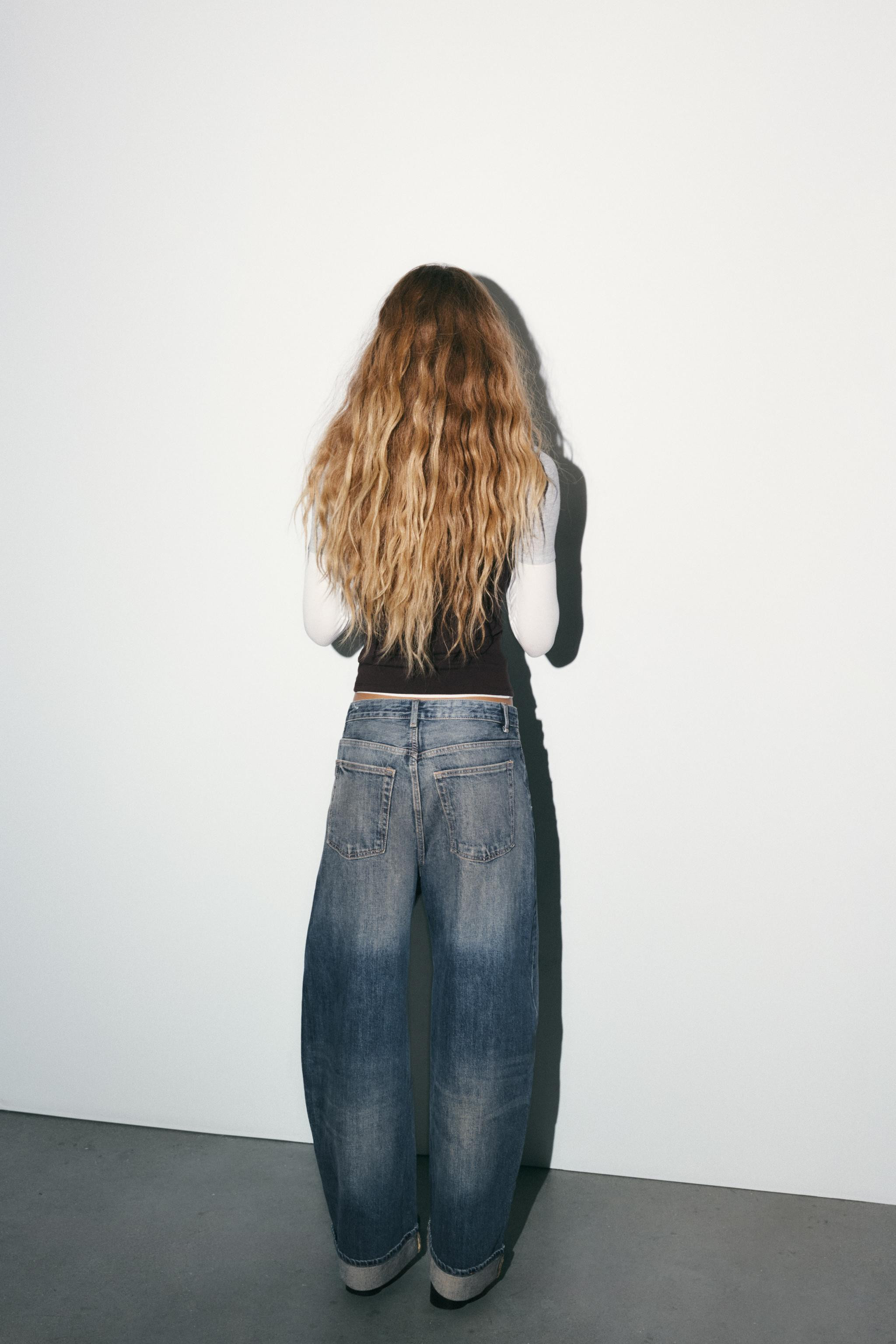 TRF BAGGY FOLDED MID-RISE JEANS | Zara US