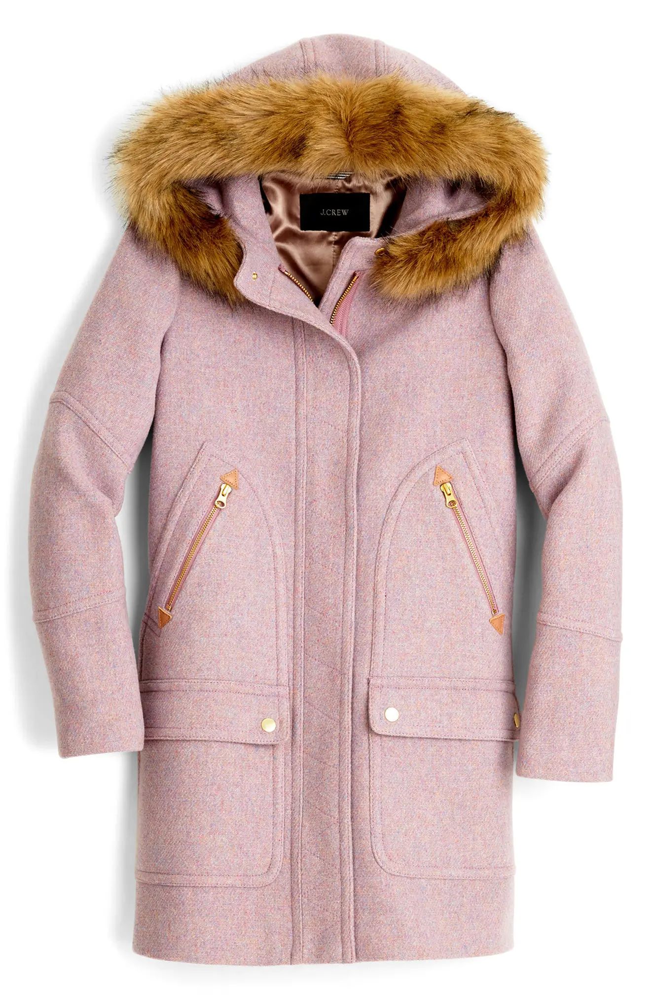 J.Crew Chateau Stadium Cloth Parka with Faux Fur | Nordstrom