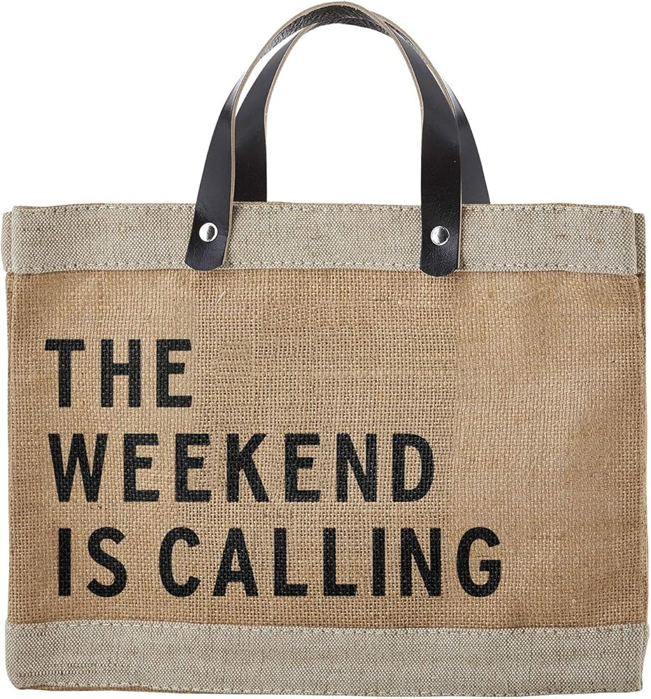 Santa Barbara Design Studio The Weekend is Calling Farmers Market Tote, Reusable Burlap Grocery B... | Amazon (US)