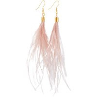 Pink Feather Wedding Earrings, Blush Tassel Ostrich Earring, Bridal Bohemian Boho | Etsy (US)