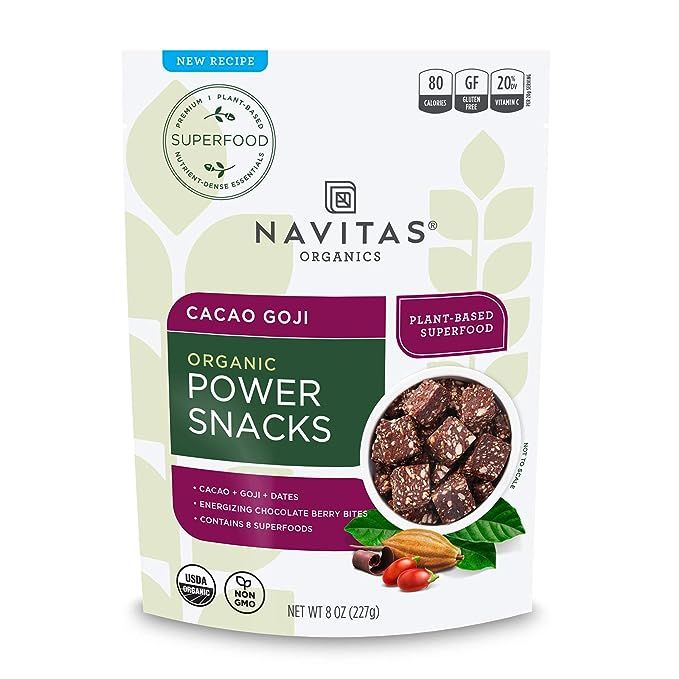 Navitas Organics Superfood Power Snacks, Cacao Goji, 8oz. Bag — Organic, Non-GMO, Gluten-Free | Amazon (US)