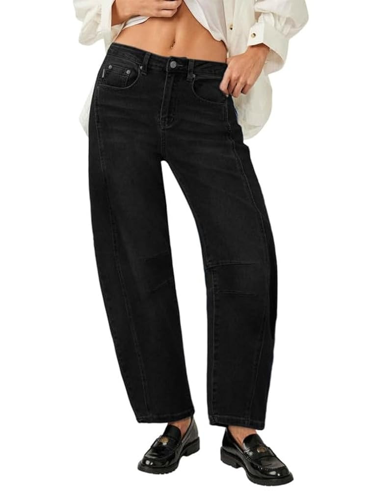 Genleck Barrel Jeans Women Wide Leg Cropped Jeans High Waisted Baggy Boyfriend Mom Denim Ankle Pa... | Amazon (US)
