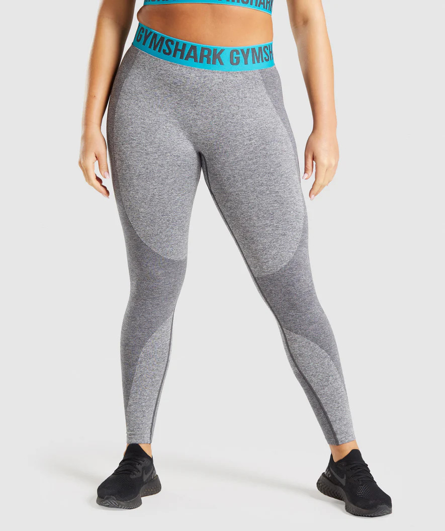 Gymshark Flex Leggings - Charcoal Marl/Teal | Gymshark (Global)