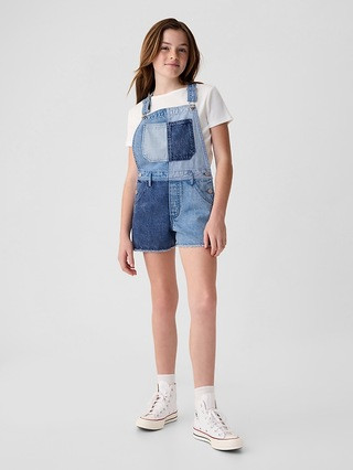 Kids Patchwork Denim Shortalls | Gap (US)