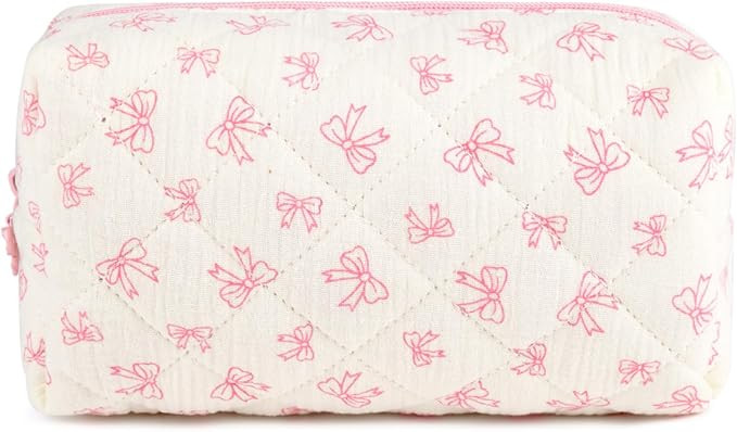 SOIDRAM Floral Makeup Bag Quilted Cosmetic Bag Cute Makeup Pouch Coquette Makeup Bag Aesthetic Tr... | Amazon (US)