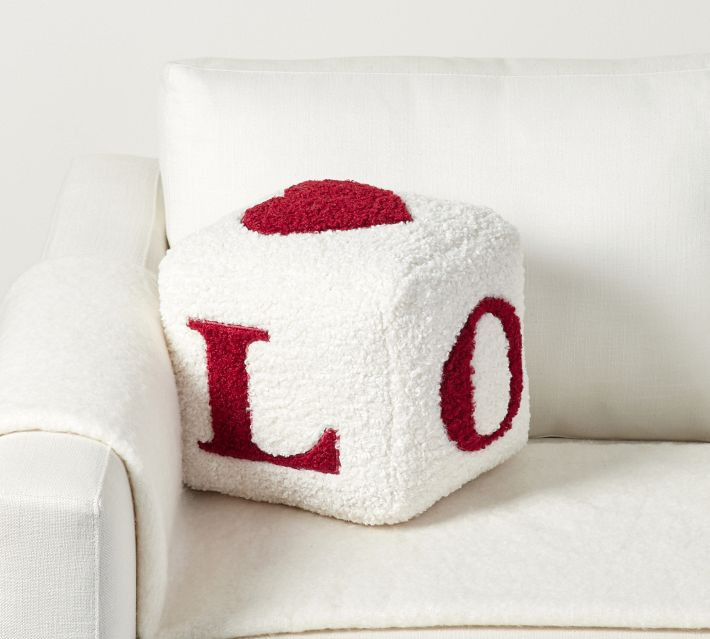 cozy teddy faux fur love shaped pillow | Pottery Barn (US)
