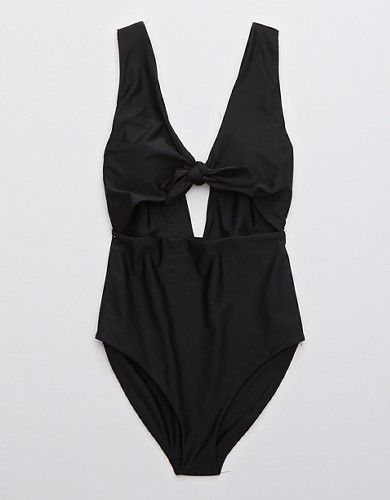 Aerie Tie Front One Piece Swimsuit | American Eagle Outfitters (US & CA)