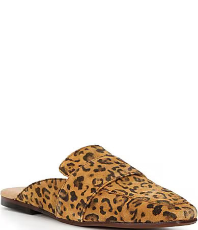 Free People At Ease Leopard Print Suede Mule Loafers - 8.5 | Dillard's