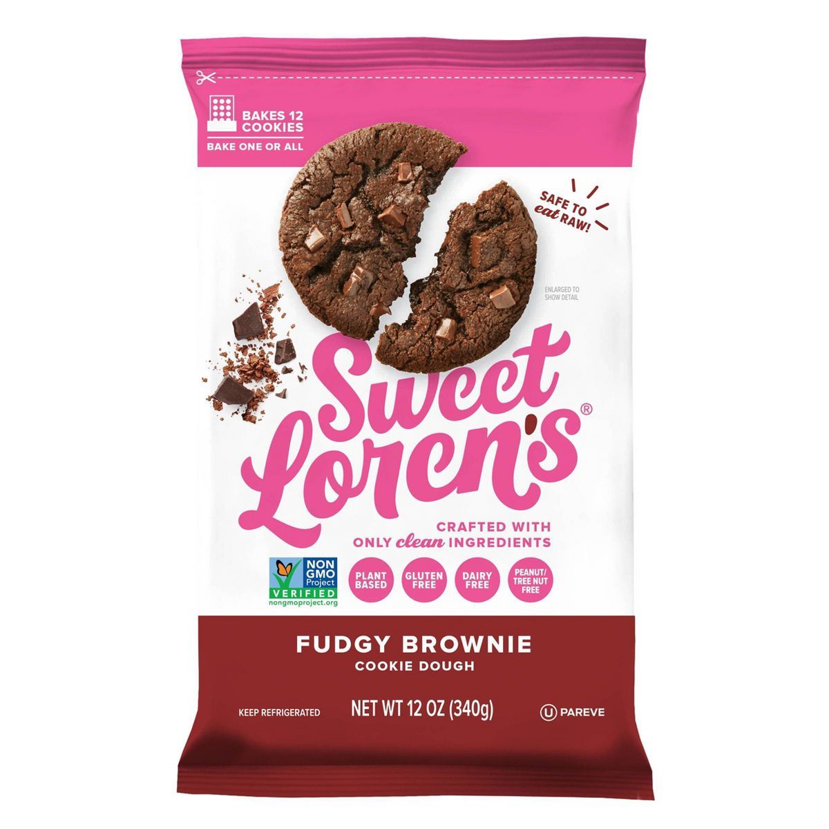 Sweet Loren's Gluten Free Vegan Fudgy Brownie Cookie Dough - 12oz | Target