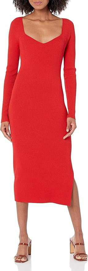 The Drop Women's Cameron Ribbed Sweetheart Neckline Sheath Sweater Dress | Amazon (US)