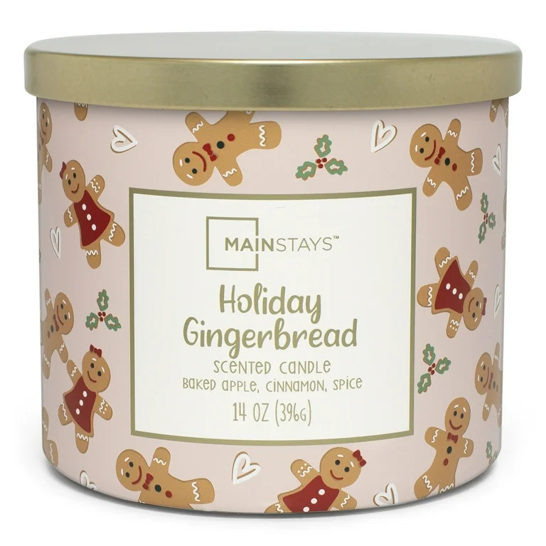 Mainstays 14oz 3-Wick Jar Candle, Holiday Gingerbread | Walmart (US)