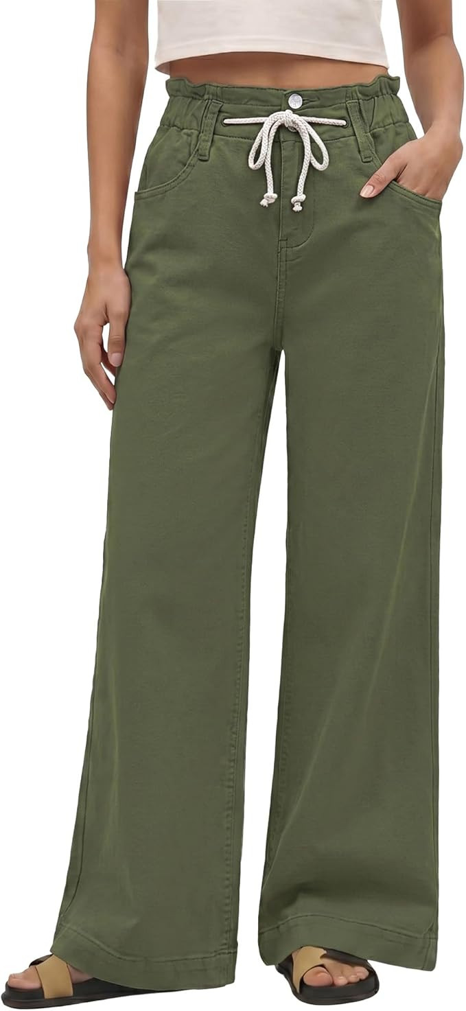 GRAPENT Wide Leg Jeans for Women Stretch High Wasited Elastic Waist Bell Bottom Baggy Y2K Pants | Amazon (US)