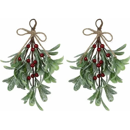 Mistletoe Decoration 9 Inch Mistletoe Christmas Decor with Berries Artificial Mistletoe Pick Kissing Ball Christmas Mistletoe Hanging Ornament for Tree Door Holiday Decor (Red, 1PCS) | Walmart (US)