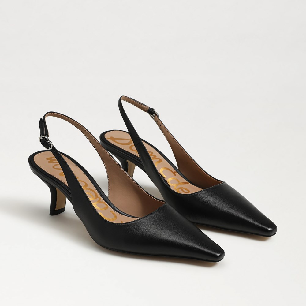 Sam Edelman Bianka Slingback Pump Black Leather | Sam Edelman
