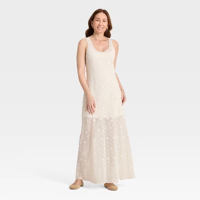 Women's Lace Maxi A-Line Dress - Universal Thread™ Cream XS | Target