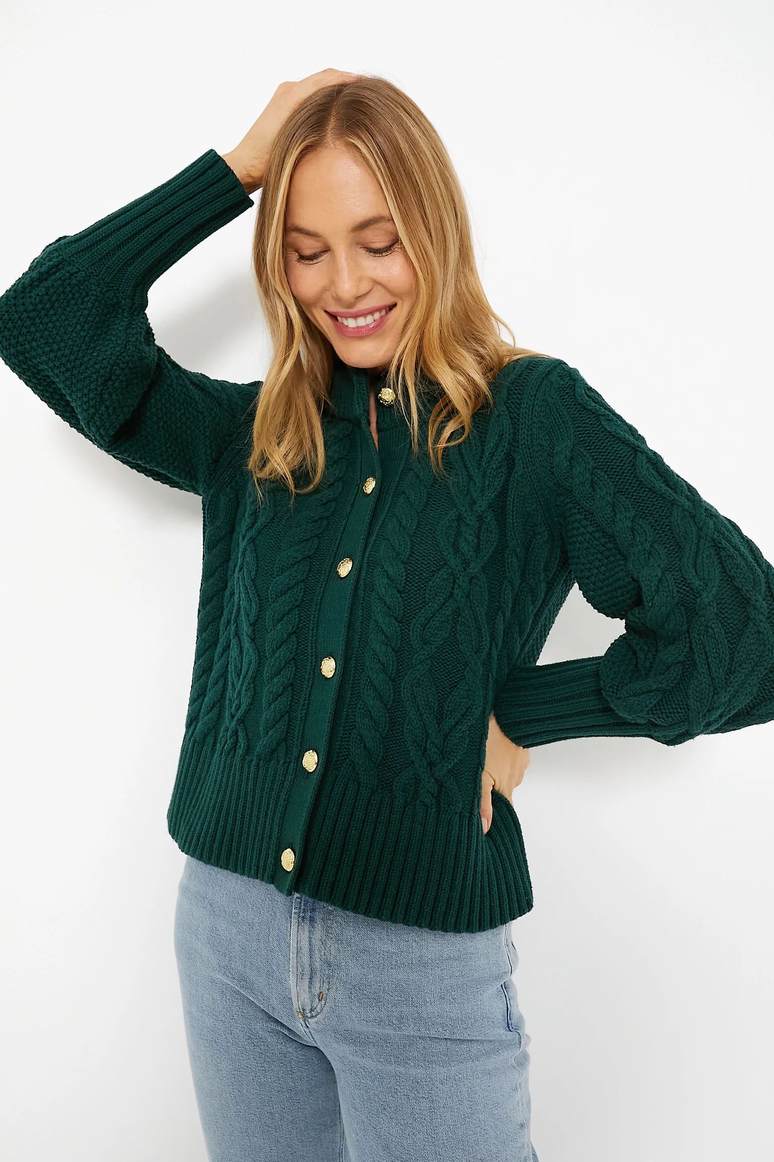 Evergreen Cotton Colette Cardigan | Tuckernuck (US)