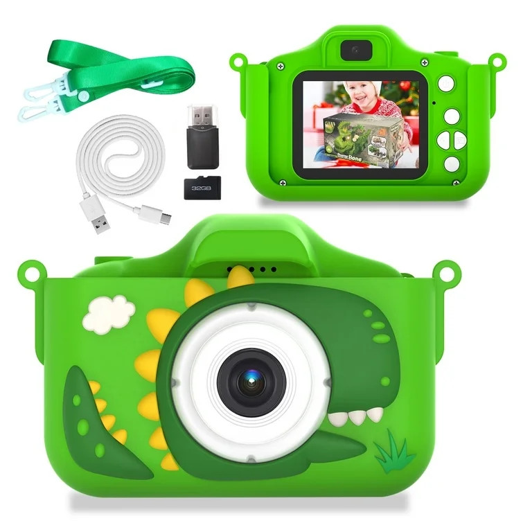 ALLJOY Kids Camera with 32GB SD Card 1080P Dinosaur Digital Camera for Kids Toddler 3 4 5 6 7 8 Y... | Walmart (US)