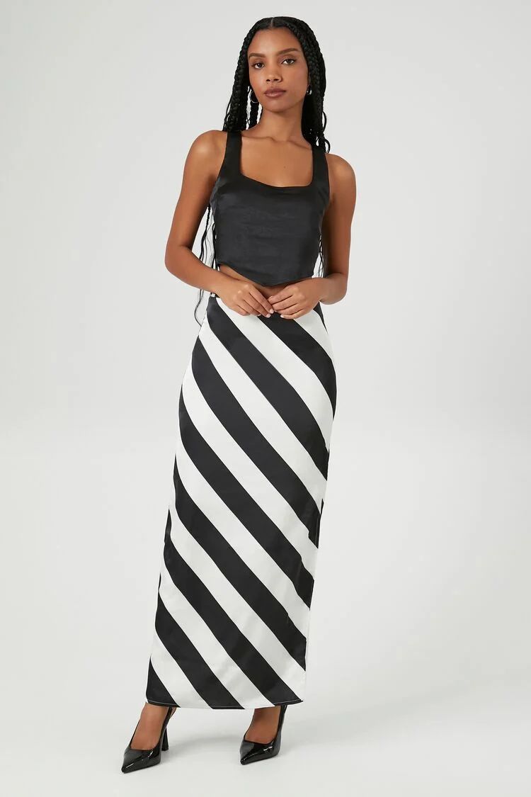 Satin Striped Maxi Skirt | Forever 21