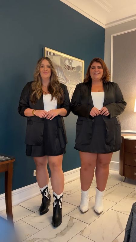 The perfect transition to fall outfits I’ve ever seen! 

@brookeradio is 5’9 and @thebaileyp is 5’6

The perfect transition into fall pieces from @ShopArula all linked in our LTK!

Look 1: Sleek black satin skirt and blazer set with the softest white body suit
Look 2: Vegan Leather Skirt with a cropped cream sweater
Look 3: Dusty pink satin dress and sweater set

#LTKfindsunder100 #LTKmidsize #LTKplussize