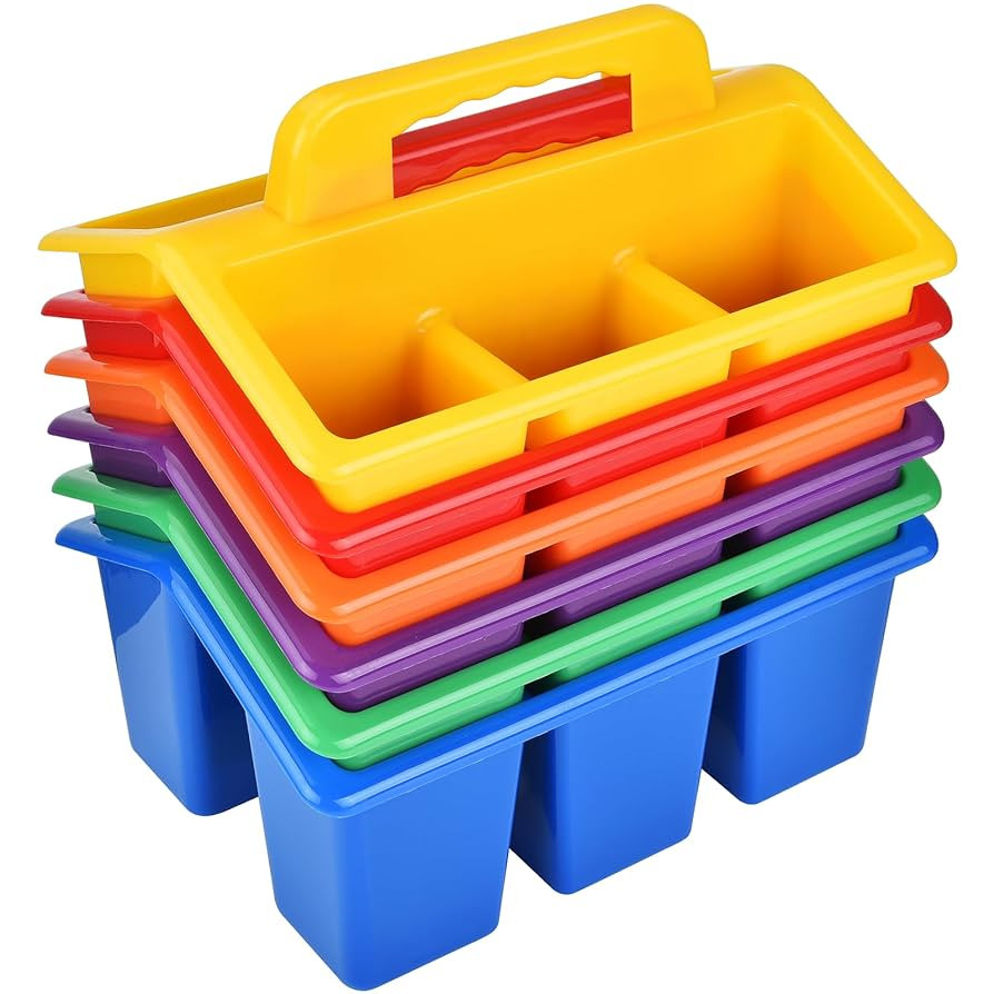 ALINK Classroom Caddy Storage Basket with Handle, 6 Pack Plastic Arts Office Crafts Caddy 4 Compa... | Amazon (US)