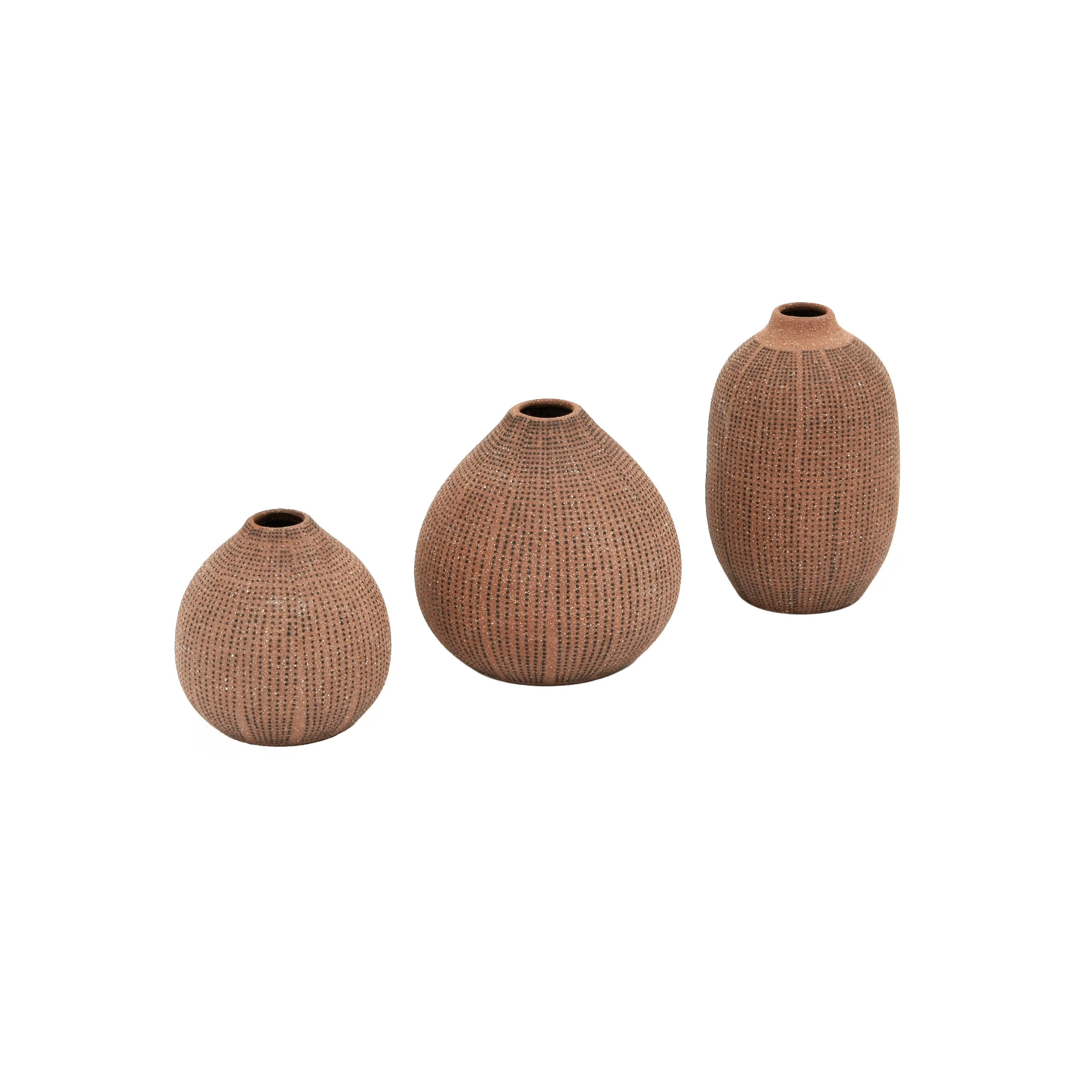 Creative Co-Op Decorative Textured Stoneware Vases, Set of 3, Blush | Walmart (US)