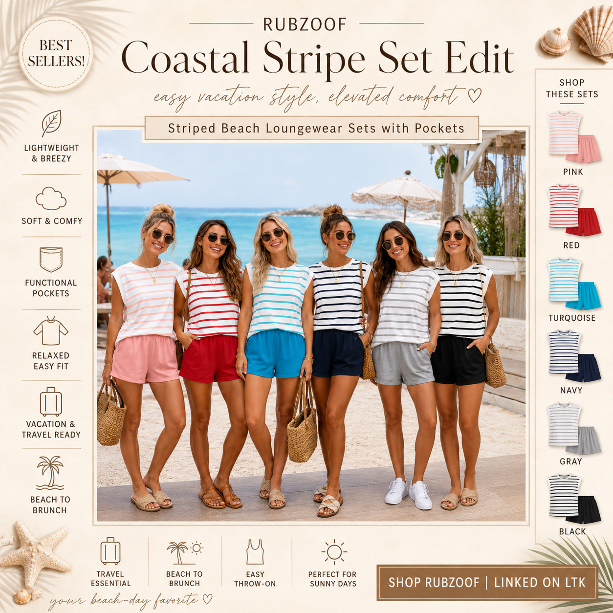 RUBZOOF Summer Chic | 2 Piece Striped Beach Matching Loungewear Short Sets

Coastal stripe sets that make summer outfits feel breezy, polished, and instantly vacation-ready ☀️ 

These RUBZOOF striped loungewear sets are such easy Amazon fashion finds if you want something lightweight, soft, and cute enough to wear from beach mornings to brunch plans.

The striped top, relaxed shorts, functional pockets, breezy fit, and matching set design make them feel effortless without looking basic.

What I love about these is that they give “your beach-day outfit is already handled” energy!!

They’re perfect for vacation packing, beach days, lake weekends, resort mornings, coffee runs, casual errands, boardwalk strolls, and warm-weather travel days when you want comfort that still looks styled.

The colors make this edit so easy to shop — pink feels soft and feminine, red feels classic, turquoise feels bright and coastal, navy feels nautical, gray feels easy, and black feels timeless.

Pair them with sandals, raffia totes, sunglasses, gold jewelry, a straw hat, beach bag, or white sneakers for that relaxed coastal look that feels cute without trying too hard.

I did the digging for you — if you want a striped summer set that feels comfy, packable, pocket-friendly, and actually worth wearing on repeat, these RUBZOOF sets are the ones I’d check before the best-selling colors start moving.

📌 SAVE this for beach outfits, vacation packing, and easy Amazon summer sets.

↓ Everything is linked!

#LTKActive #LTKPlusSize #LTKTravel