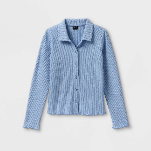 Girls' Button-Font Long Sleeve Polo T-Shirt - art class™ | Target