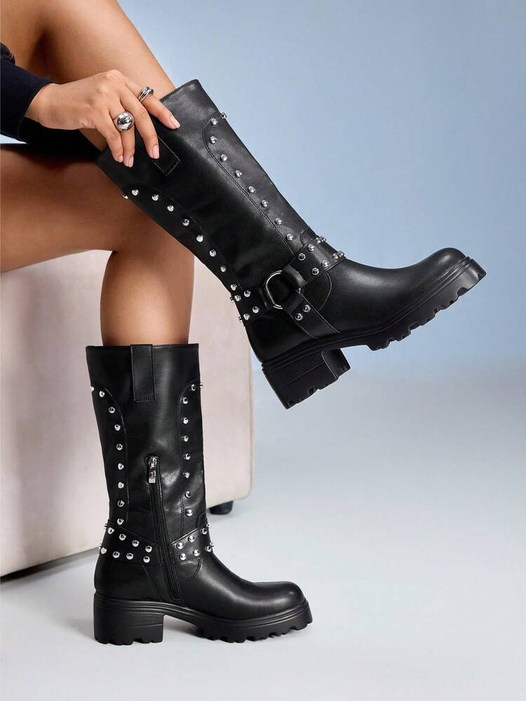 CUCCOO y2k Style Biker Boots | SHEIN