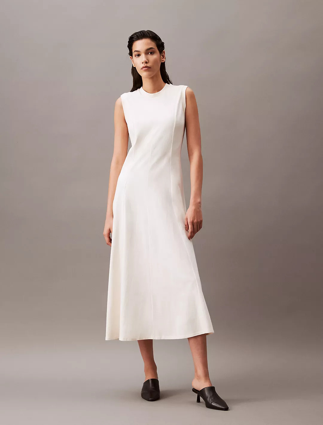 Cotton Jersey A-Line Midi Dress | Calvin Klein | Calvin Klein (US)