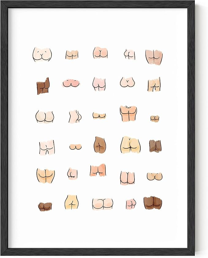 HAUS AND HUES Funny Butts Collage Cute Bathroom Decor Art Print Sign Wall Art Poster | 12" x 16" ... | Amazon (US)