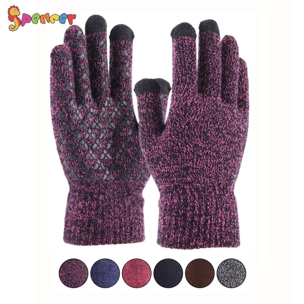 Spencer Winter Warm Texting Gloves for Women Men, Knit Gloves Touchscreen Anti-Slip Silicone Gel ... | Walmart (US)
