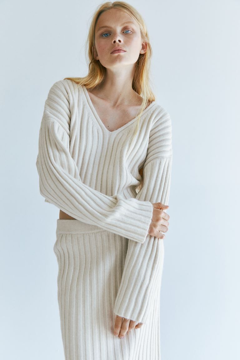 Rib-knit Sweater - Natural white - Ladies | H&M US | H&M (US + CA)
