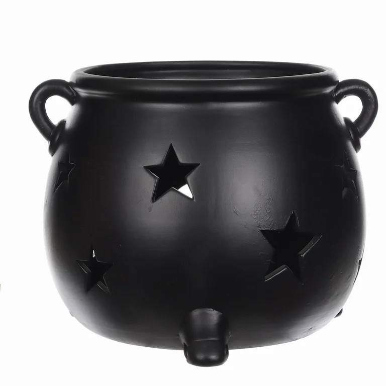 Halloween Outdoor/Indoor Black Cauldron Clay Lantern,11.3"L x 11"W x 8.65"H, by Way To Celebrate ... | Walmart (US)